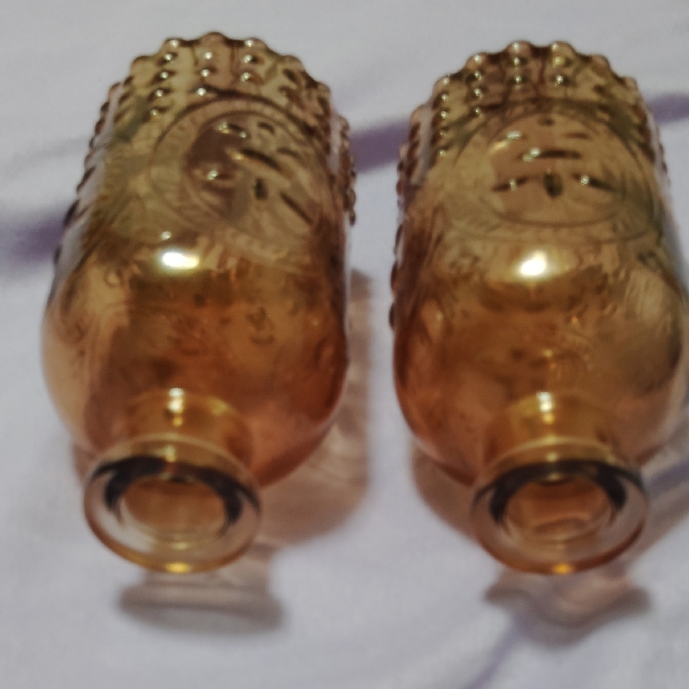 Vintage Style Amber Glass Vases - Picture 3 of 4